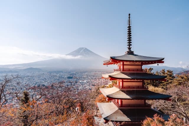 Chureito Pagoda with Mt. Fuji in the distance