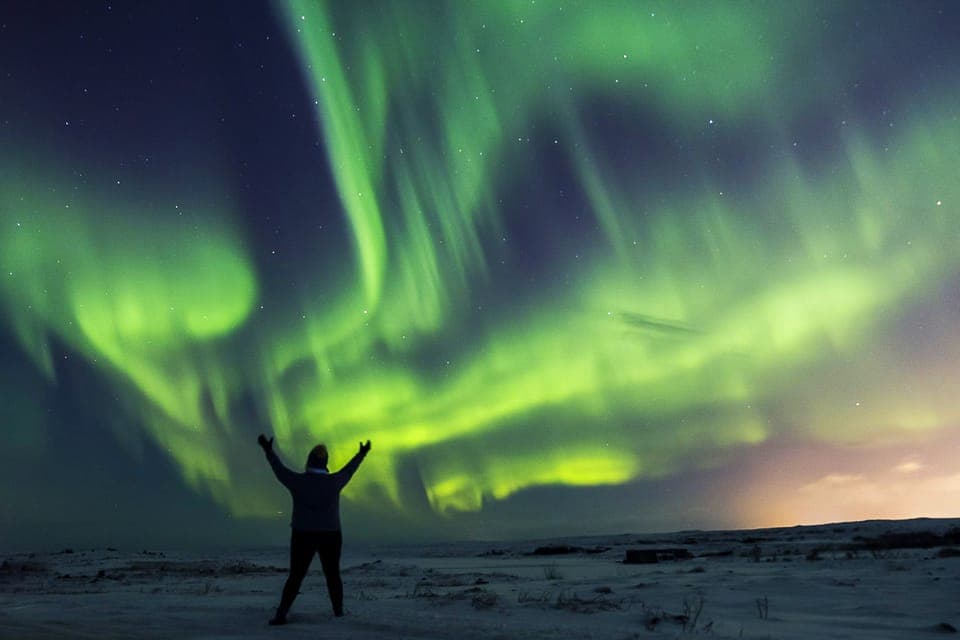 Northern lights bus tour with hot cocoa